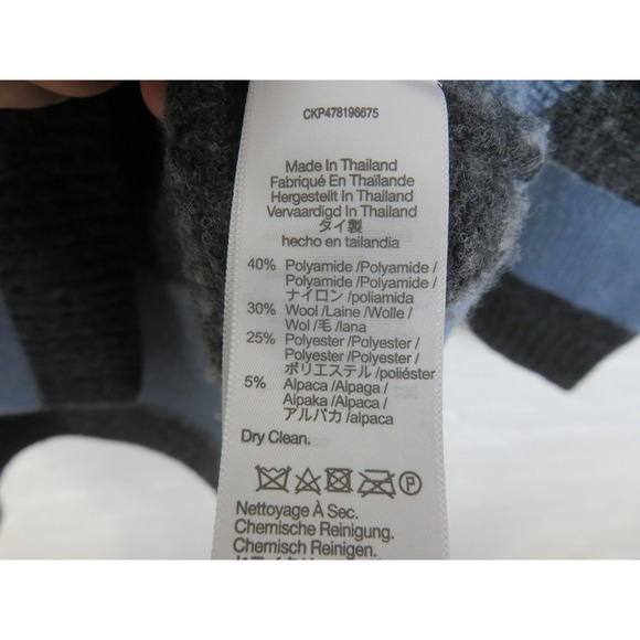 Madewell Sweater Womens Small Rugby Stripe Polo Blue Gray Stripe Mock Neck Wool - Picture 5 of 8